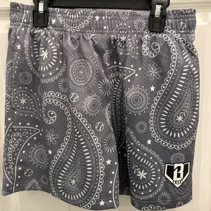 Kids Gray Paisley Athletic Shorts